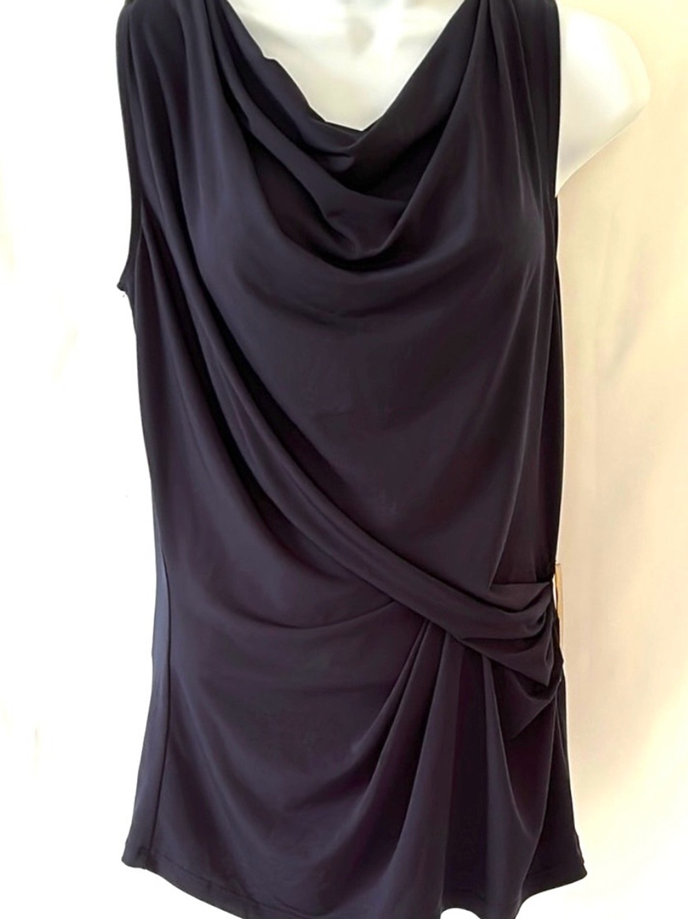 Michael Kors Women’s Size Small Black Drape Sleeveless Tank Top Side Pin Blouse